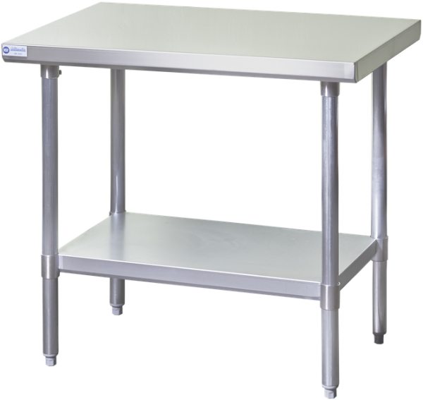 30″ Deep Blue Air Stainless Steel Work Tables – 430 SS Top & Galvanized ...