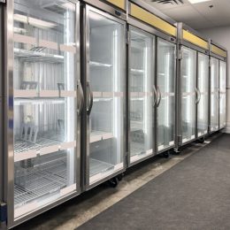 reach in refrigerated merchandisers in a row