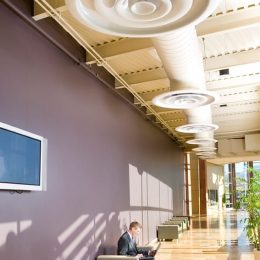 professional office building in Robinson township with large commercial air ducts and vents overhead